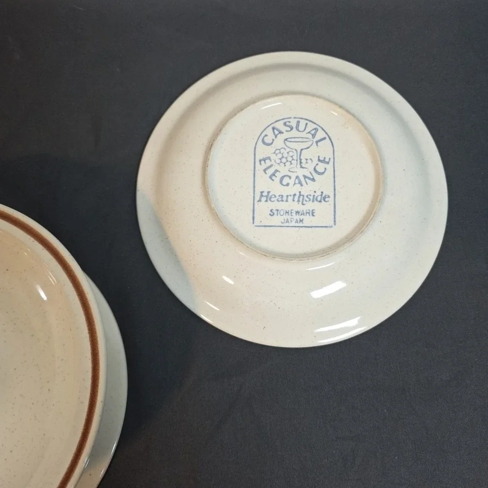 Hearthside Casual Elegance Brown Stripe Stoneware‎ bread plate 6 Pieces